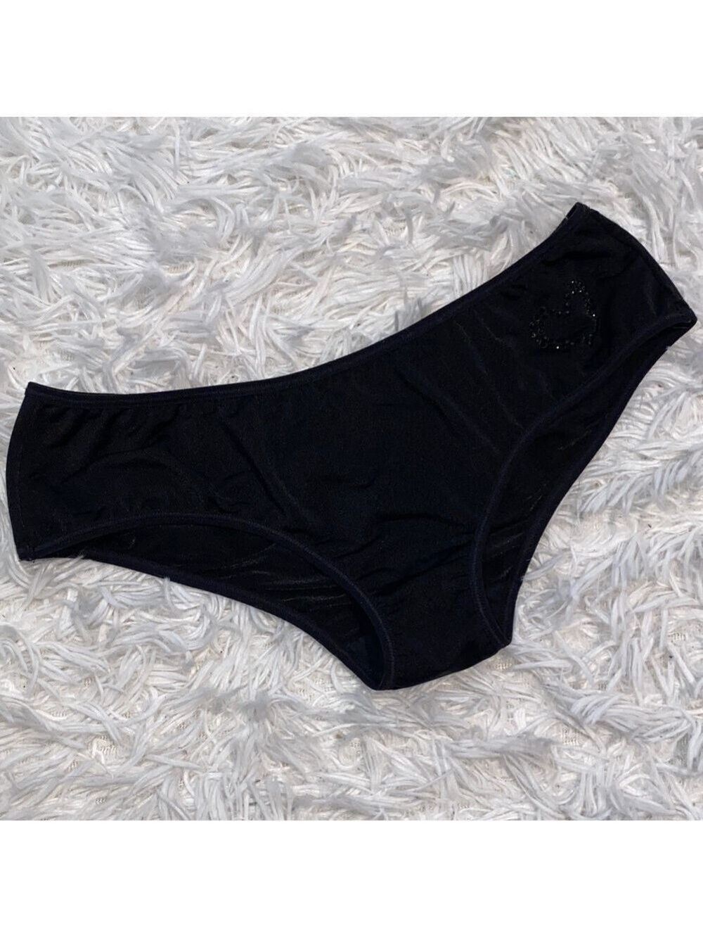 Victoria’s Secret SLT Black Bikini Briefs with Subtle Heart Detail